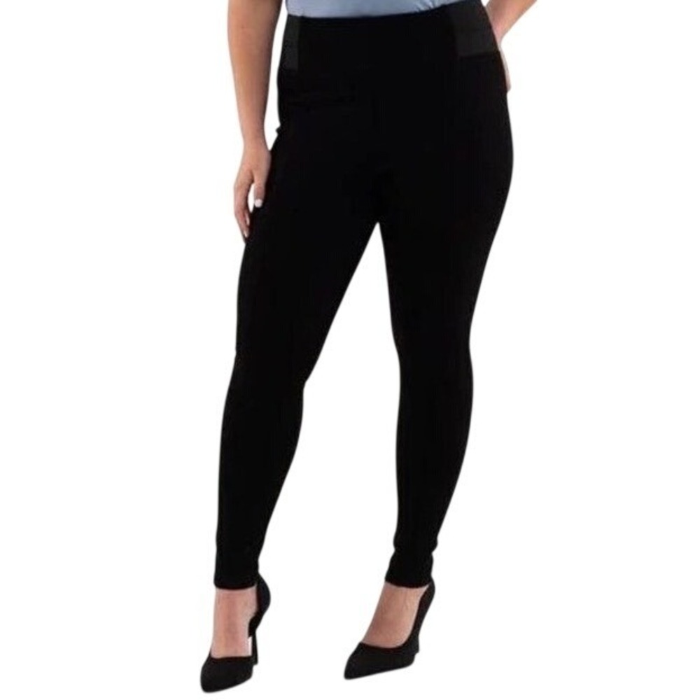 NEW Perch by Blu Pepper Black High Waisted Slim Ponte Pants Plus Size 2X PTB8329